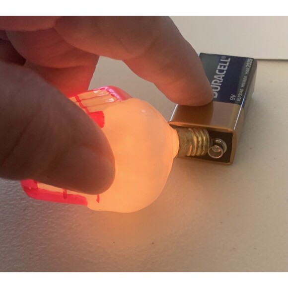 Vintage Figural Milk Glass Christmas Lantern Light Bulb Japan 16V WORKS Pink/wht - Picture 2 of 7